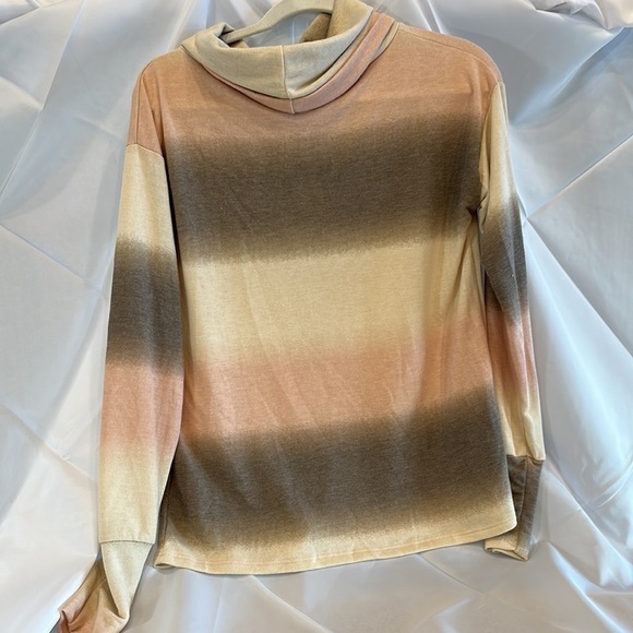 Mystree long sleeve sweater pink cream and tan small - Picture 3 of 12